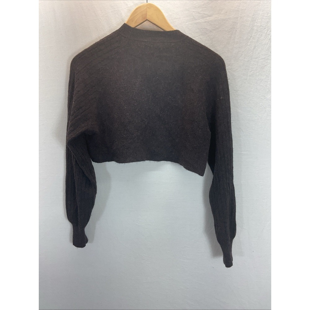 Allsaints‎ Sweater Womens Sz S Purple Wool Blend Knit Cropped Pullover Casual